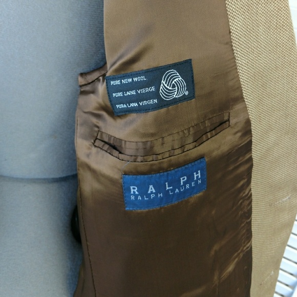 LAST CHANCE Ralph Lauren wool blazer sport coat tan mens 44T - Picture 6 of 7